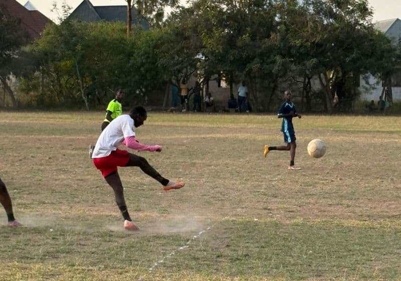 Students in action during a football match on the Bidii Schools field